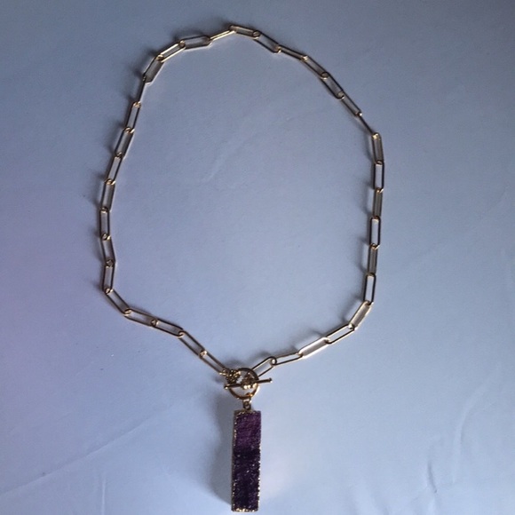 New! Quartz Druzy Stone Pendant Necklace - Picture 8 of 16